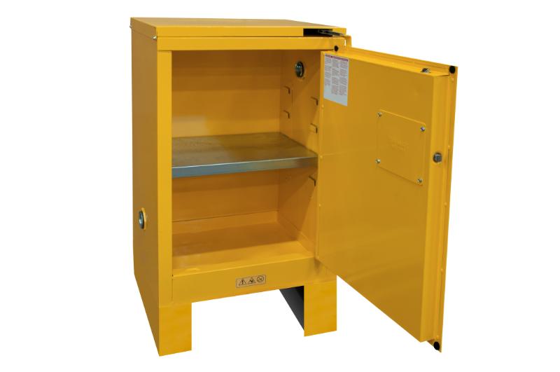 23 in. x 18 in. x 42-3/8 in. Yellow 12 Gallon 1-Door Self-Close Flammable Storage Cabinet With Legs