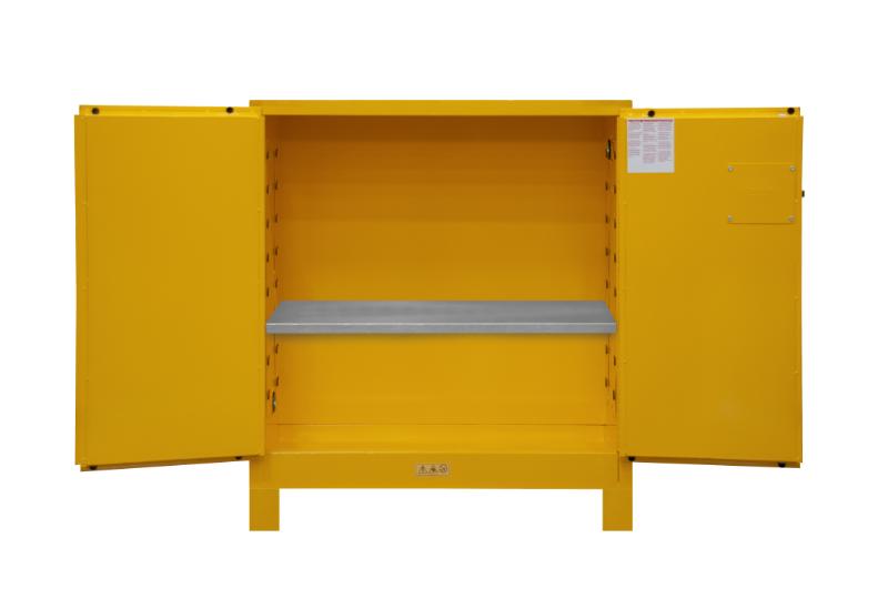 43 in. x 18 in. x 50 in. Yellow 30 Gallon 2-Door Manual Close Flammable Storage Cabinet With Legs