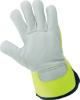 10 (L) Hi-Vis Yellow/Green Canvas Back With Goatskin Leather Palm Gloves